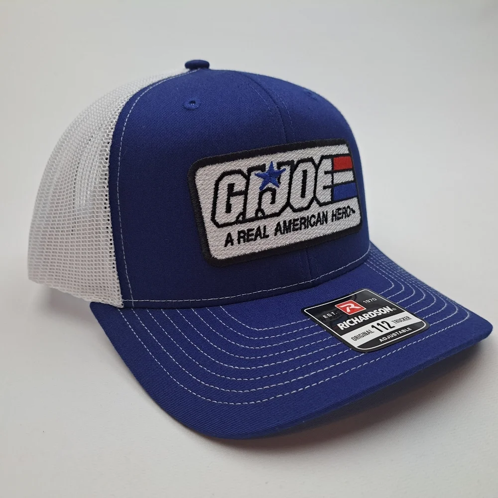 G I JOE Richardson 112 Trucker Mesh Snapback Cap Hat Blue Embroidered Patch